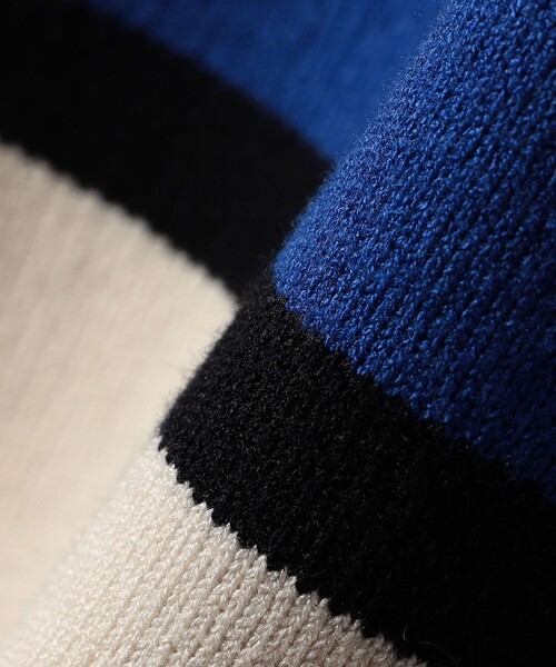 セール】SHIPS any:〈手洗い可能〉パネル ボーダー フーディー ニット