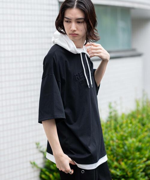 WEGO(ウィゴー)の「WEGO/接触冷感エンボスロゴグラフィックパーカーT(Tシャツ/カットソー・メンズ・ブラック/スミクロ/ダークグリーン/ホワイト・MEDIUM/LARGE)」の16枚目の写真