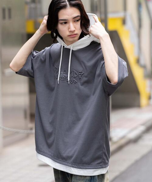 WEGO(ウィゴー)の「WEGO/接触冷感エンボスロゴグラフィックパーカーT(Tシャツ/カットソー・メンズ・ブラック/スミクロ/ダークグリーン/ホワイト・MEDIUM/LARGE)」の19枚目の写真