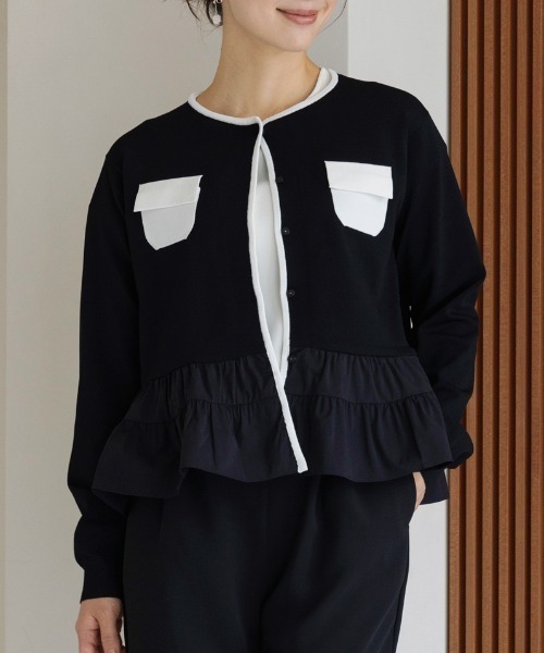 セール】【SONO/ソーノ】ツインペプラムニットジャケカーディガン