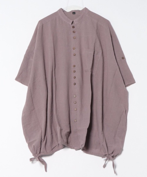 チャイハネ（チャイハネ）の「【チャイハネ】サラナ変形メンズバンドカラーシャツ（シャツ/ブラウス・メンズ・パープル/ベージュ/イエロー・FREE）」の2枚目の写真