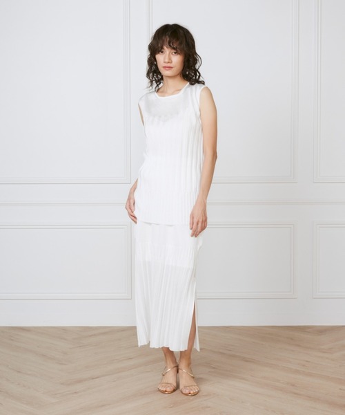 INED(イネド)の「シャイニーヤーンスカート《la veille by SUPERIOR CLOSET》【セットアップ対応】(スカート・レディース・オフホワイト/ライトグリーン・9号)」の9枚目の写真