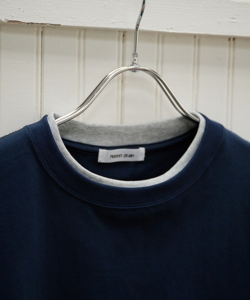 Adoon plain(アドーンプレーン)の「LAYERED-LOOK COLOR-BLOCK T-SHIRT / レイヤード風配色ショートスリーブTシャツ(Tシャツ/カットソー・メンズ・チャコールグレー/ネイビー/ブラウン・MEDIUM/LARGE)」の15枚目の写真
