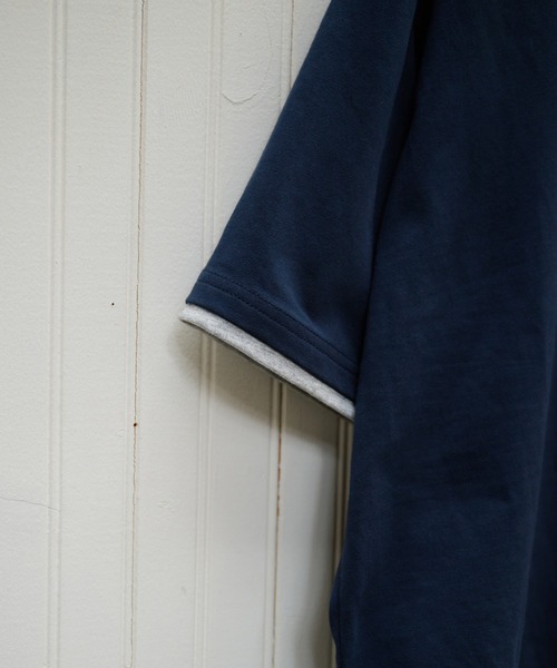 Adoon plain(アドーンプレーン)の「LAYERED-LOOK COLOR-BLOCK T-SHIRT / レイヤード風配色ショートスリーブTシャツ(Tシャツ/カットソー・メンズ・チャコールグレー/ネイビー/ブラウン・MEDIUM/LARGE)」の14枚目の写真