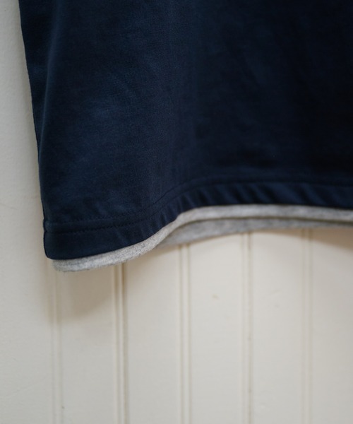 Adoon plain(アドーンプレーン)の「LAYERED-LOOK COLOR-BLOCK T-SHIRT / レイヤード風配色ショートスリーブTシャツ(Tシャツ/カットソー・メンズ・チャコールグレー/ネイビー/ブラウン・MEDIUM/LARGE)」の13枚目の写真