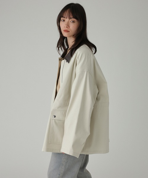 BABYLONE(バビロン)の「コットンカルゼバイカラーブルゾン(ブルゾン・レディース・アイボリー/モカ・フリー)」の4枚目の写真