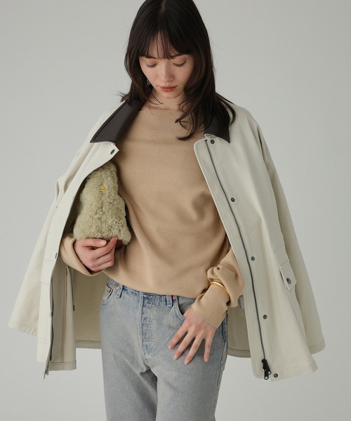 BABYLONE(バビロン)の「コットンカルゼバイカラーブルゾン(ブルゾン・レディース・アイボリー/モカ・フリー)」の18枚目の写真