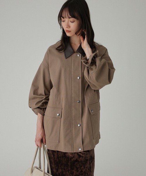 BABYLONE(バビロン)の「コットンカルゼバイカラーブルゾン(ブルゾン・レディース・アイボリー/モカ・フリー)」の12枚目の写真