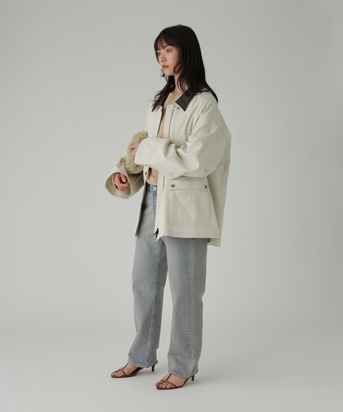 BABYLONE(バビロン)の「コットンカルゼバイカラーブルゾン(ブルゾン・レディース・アイボリー/モカ・フリー)」の13枚目の写真