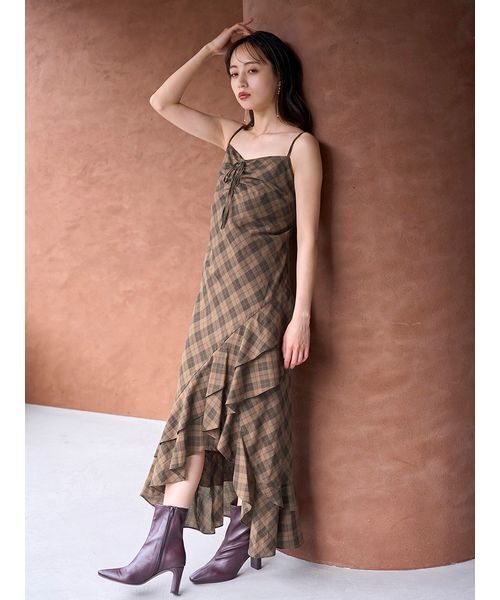 フリルチェックキャミソールワンピース（ワンピース）｜SNIDEL