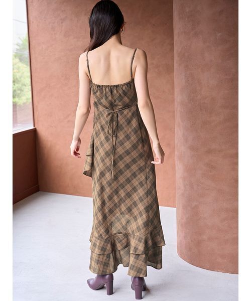 新作新品タグ付き　スナイデル♡ フリルチェックキャミソールワンピース フリルチェックキャミソールワンピース(マキシ・ロング