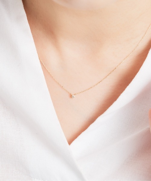 Jewel closet by L&Co.（ジュエルクローゼットバイエルアンドコー）の「K10 1粒 ダイヤモンド 0.05ct ネックレス（ネックレス・レディース・ゴールド系その他2/ゴールド系その他3/ゴールド系その他/ゴールド系その他4・FREE）」の10枚目の写真