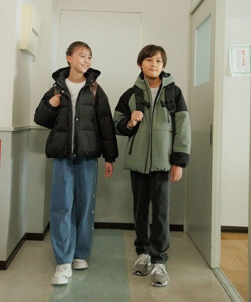 GLOBAL WORK(グローバルワーク)の「ライトウォーム2WAYパファー/495929(ダウンジャケット/コート・キッズ・ブラック/サックスブルー/アイボリー・130cm/140cm/150cm/160cm)」の8枚目の写真