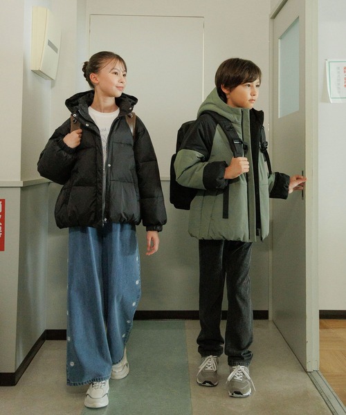 GLOBAL WORK(グローバルワーク)の「ライトウォーム2WAYパファー/495929(ダウンジャケット/コート・キッズ・ブラック/サックスブルー/アイボリー・130cm/140cm/150cm/160cm)」の9枚目の写真