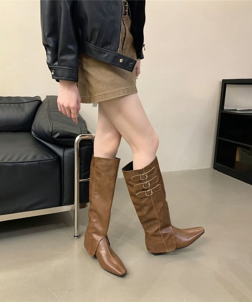 Jewelobe(ジュエローブ)の「ベルトデザインブーツカバー×インソールショートブーツセット(ブーツ・レディース・ブラウン/オフホワイト/ブラック/ブラウン系その他・S/M/L/XL)」の18枚目の写真