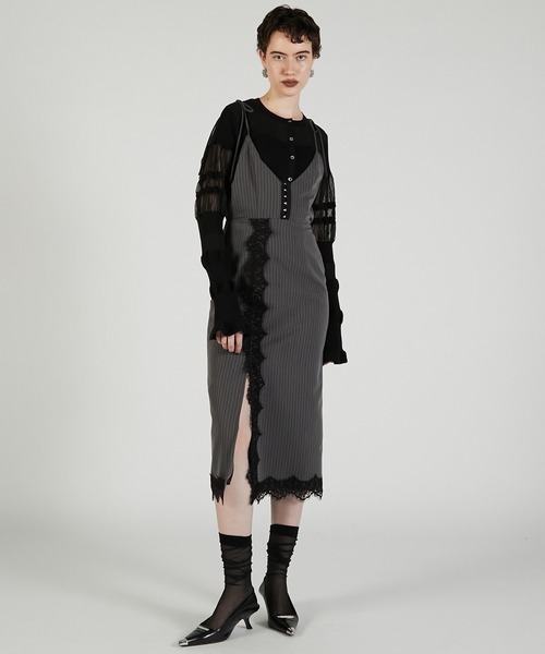 PRANK PROJECT（プランクプロジェクト）の「コントラストボーダーニットトップ / Contrast Border Knit Top（カーディガン/ボレロ・レディース・ベージュ/ブラック・FREE）」の4枚目の写真