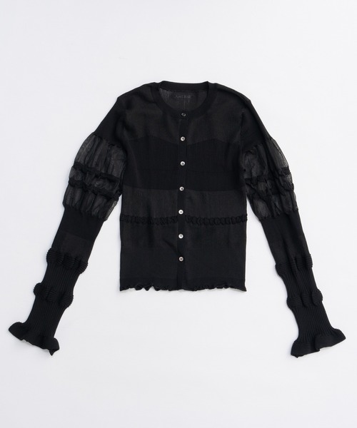 PRANK PROJECT（プランクプロジェクト）の「コントラストボーダーニットトップ / Contrast Border Knit Top（カーディガン/ボレロ・レディース・ベージュ/ブラック・FREE）」の12枚目の写真