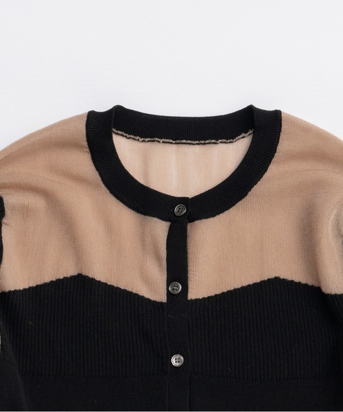 PRANK PROJECT（プランクプロジェクト）の「コントラストボーダーニットトップ / Contrast Border Knit Top（カーディガン/ボレロ・レディース・ベージュ/ブラック・FREE）」の15枚目の写真