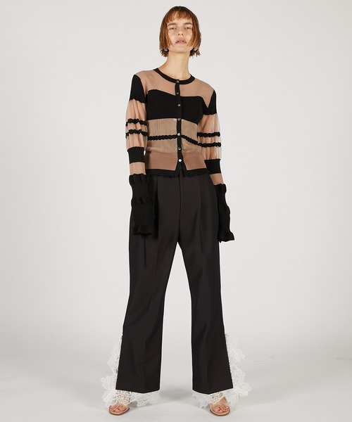 PRANK PROJECT(プランクプロジェクト)の「コントラストボーダーニットトップ / Contrast Border Knit Top(カーディガン/ボレロ・レディース・ベージュ/ブラック・FREE)」の18枚目の写真