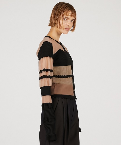 PRANK PROJECT(プランクプロジェクト)の「コントラストボーダーニットトップ / Contrast Border Knit Top(カーディガン/ボレロ・レディース・ベージュ/ブラック・FREE)」の22枚目の写真