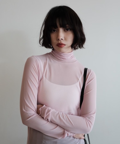 HONEY MI HONEY(ハニーミーハニー)の「sheer mesh tops(Tシャツ/カットソー・レディース・グレー/ピンク/ブラウン・FREE)」の3枚目の写真