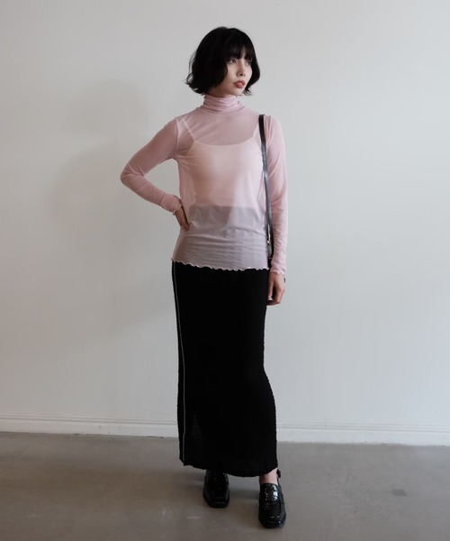 HONEY MI HONEY(ハニーミーハニー)の「sheer mesh tops(Tシャツ/カットソー・レディース・グレー/ピンク/ブラウン・FREE)」の19枚目の写真