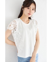 tocco closet | リボン×フラワーレース装飾カットソープルオーバー(Tシャツ/カットソー)