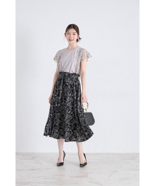 tocco closet（トッコ　クローゼット）の「リボン×フラワーレース装飾カットソープルオーバー（Tシャツ/カットソー・レディース・グレイッシュベージュ/オフホワイト/チャコールグレー/ブルー/ローズ・M）」の17枚目の写真