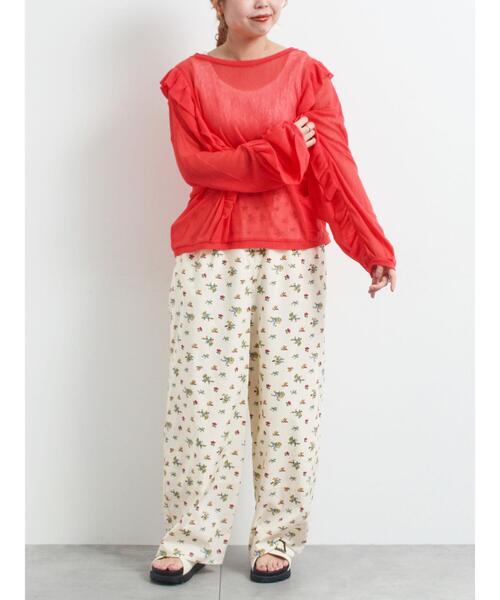 SM2(エスエムツー)の「シアーフリル前後2WAYカットソー(Tシャツ/カットソー・レディース・レッド/オフホワイト/ブラック・F)」の4枚目の写真