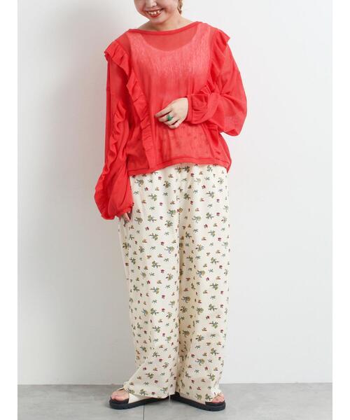 SM2(エスエムツー)の「シアーフリル前後2WAYカットソー(Tシャツ/カットソー・レディース・レッド/オフホワイト/ブラック・F)」の5枚目の写真