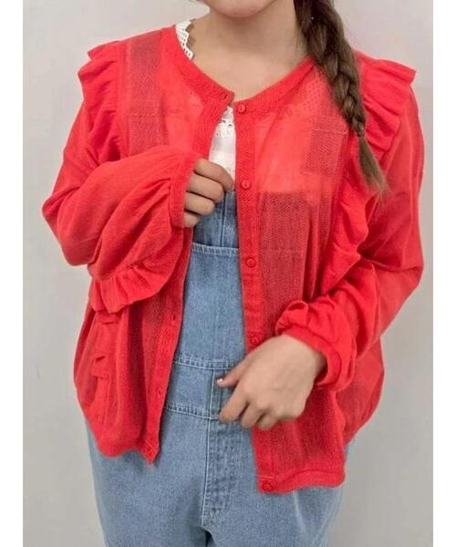 SM2(エスエムツー)の「シアーフリル前後2WAYカットソー(Tシャツ/カットソー・レディース・レッド/オフホワイト/ブラック・F)」の6枚目の写真