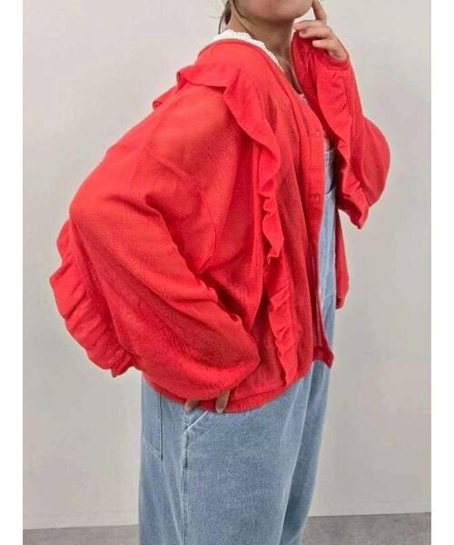 SM2(エスエムツー)の「シアーフリル前後2WAYカットソー(Tシャツ/カットソー・レディース・レッド/オフホワイト/ブラック・F)」の7枚目の写真