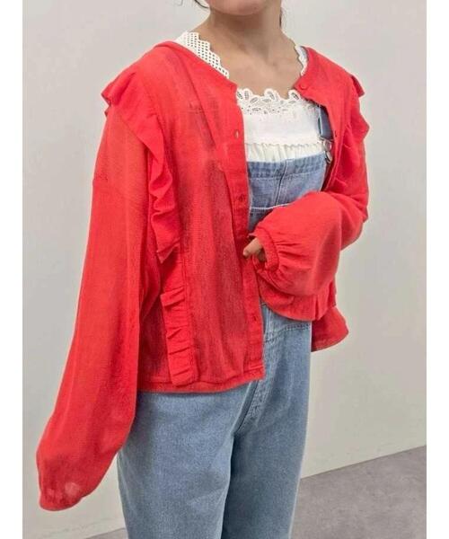 SM2(エスエムツー)の「シアーフリル前後2WAYカットソー(Tシャツ/カットソー・レディース・レッド/オフホワイト/ブラック・F)」の8枚目の写真