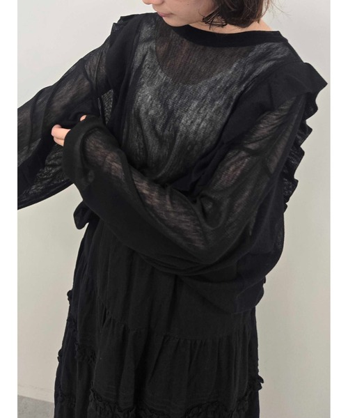 SM2(エスエムツー)の「シアーフリル前後2WAYカットソー(Tシャツ/カットソー・レディース・レッド/オフホワイト/ブラック・F)」の3枚目の写真