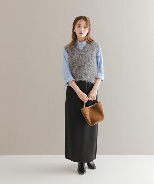 URBAN RESEARCH ROSSO WOMEN（アーバンリサーチ　ロッソ）の「ビンテージダブルサテンストレートスカート（スカート・レディース・ブラック/オフホワイト・38/36）」の5枚目の写真