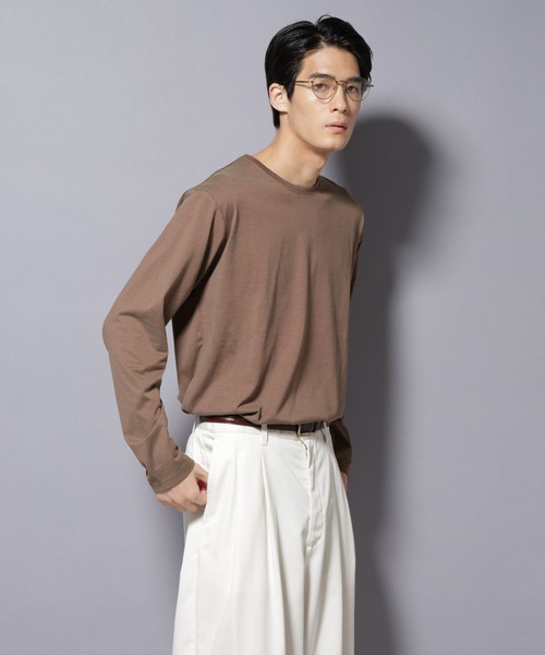 nano universe 長袖Tシャツ ビッグシルエット ワンポイント Tシャツ 長袖