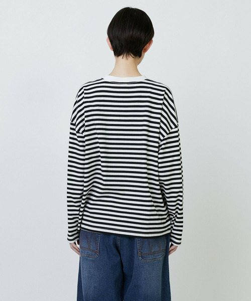 FRAPBOIS（フラボア）の「［ブルー：秋祭り2025限定カラー］パークボーダーL/ST（Tシャツ/カットソー・レディース・グレー/カーキ/ホワイト・1/2）」の5枚目の写真