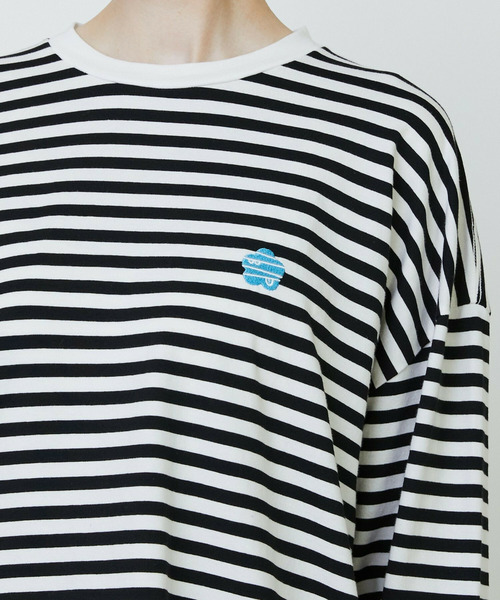 FRAPBOIS（フラボア）の「［ブルー：秋祭り2025限定カラー］パークボーダーL/ST（Tシャツ/カットソー・レディース・グレー/カーキ/ホワイト・1/2）」の6枚目の写真