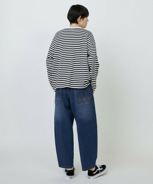 FRAPBOIS（フラボア）の「［ブルー：秋祭り2025限定カラー］パークボーダーL/ST（Tシャツ/カットソー・レディース・グレー/カーキ/ホワイト・1/2）」の10枚目の写真