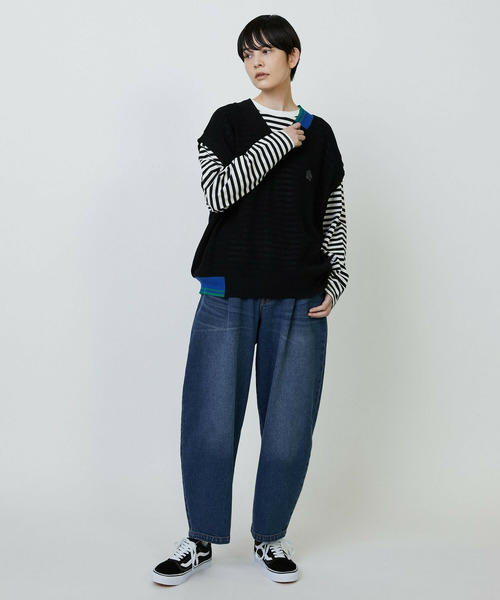 FRAPBOIS（フラボア）の「［ブルー：秋祭り2025限定カラー］パークボーダーL/ST（Tシャツ/カットソー・レディース・グレー/カーキ/ホワイト・1/2）」の11枚目の写真