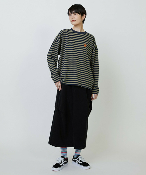 FRAPBOIS（フラボア）の「［ブルー：秋祭り2025限定カラー］パークボーダーL/ST（Tシャツ/カットソー・レディース・グレー/カーキ/ホワイト・1/2）」の18枚目の写真