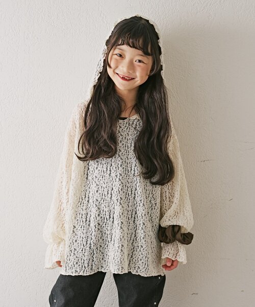 CIAOPANIC TYPY（チャオパニックティピー）の「【KIDS】ストレッチレースフーディー（Tシャツ/カットソー・キッズ・オフホワイト/ブラック・LARGE/MEDIUM/SMALL/XX-LARGE/X-LARGE）」の5枚目の写真