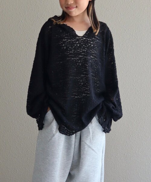 CIAOPANIC TYPY（チャオパニックティピー）の「【KIDS】ストレッチレースフーディー（Tシャツ/カットソー・キッズ・オフホワイト/ブラック・LARGE/MEDIUM/SMALL/XX-LARGE/X-LARGE）」の9枚目の写真