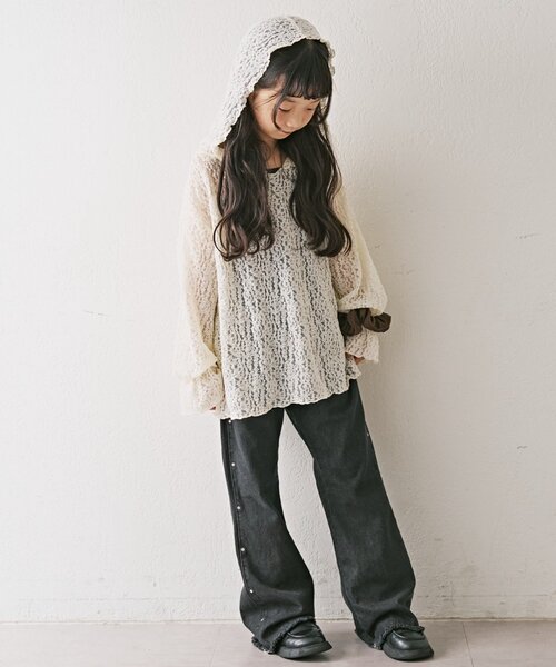 CIAOPANIC TYPY（チャオパニックティピー）の「【KIDS】ストレッチレースフーディー（Tシャツ/カットソー・キッズ・オフホワイト/ブラック・LARGE/MEDIUM/SMALL/XX-LARGE/X-LARGE）」の14枚目の写真