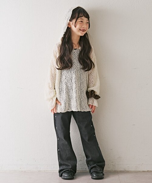 CIAOPANIC TYPY（チャオパニックティピー）の「【KIDS】ストレッチレースフーディー（Tシャツ/カットソー・キッズ・オフホワイト/ブラック・LARGE/MEDIUM/SMALL/XX-LARGE/X-LARGE）」の15枚目の写真