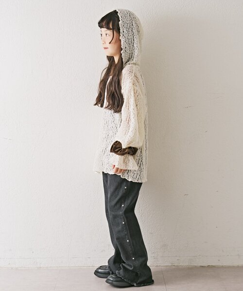 CIAOPANIC TYPY（チャオパニックティピー）の「【KIDS】ストレッチレースフーディー（Tシャツ/カットソー・キッズ・オフホワイト/ブラック・LARGE/MEDIUM/SMALL/XX-LARGE/X-LARGE）」の16枚目の写真