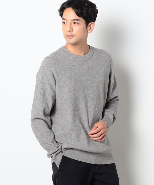 Grand PARK(グランドパーク)の「片畦編みリブクルーネックニット(ニット/セーター・メンズ・ダークブラウン/グリーン/グレー/ホワイト・LARGE/MEDIUM)」の3枚目の写真