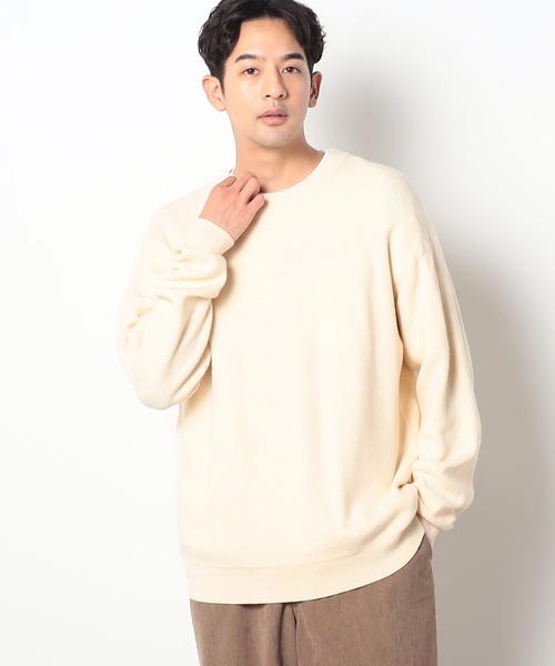 Grand PARK(グランドパーク)の「片畦編みリブクルーネックニット(ニット/セーター・メンズ・ダークブラウン/グリーン/グレー/ホワイト・LARGE/MEDIUM)」の2枚目の写真