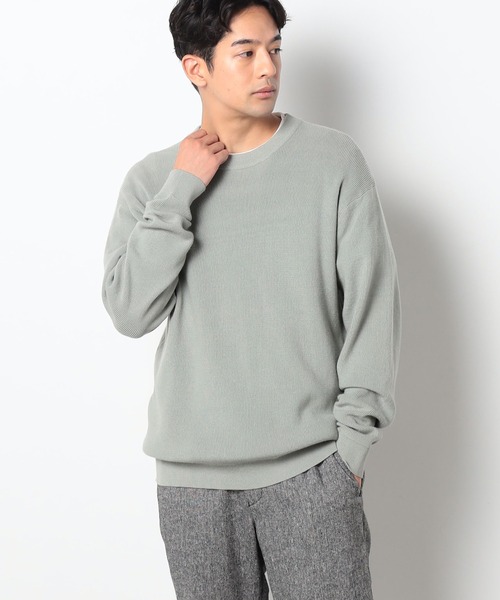 Grand PARK(グランドパーク)の「片畦編みリブクルーネックニット(ニット/セーター・メンズ・ダークブラウン/グリーン/グレー/ホワイト・LARGE/MEDIUM)」の4枚目の写真