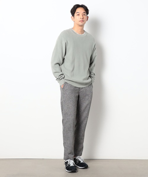 Grand PARK(グランドパーク)の「片畦編みリブクルーネックニット(ニット/セーター・メンズ・ダークブラウン/グリーン/グレー/ホワイト・LARGE/MEDIUM)」の8枚目の写真